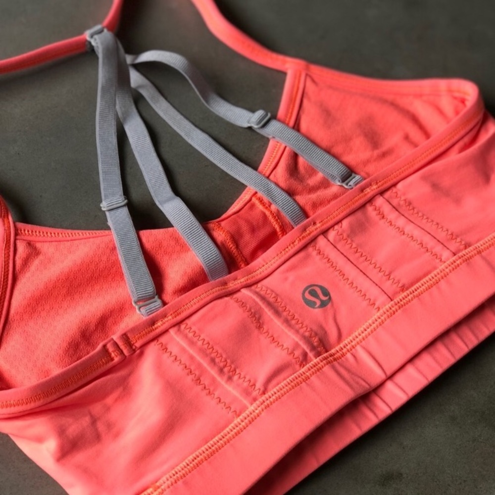 Coral and gray Lulu bra
